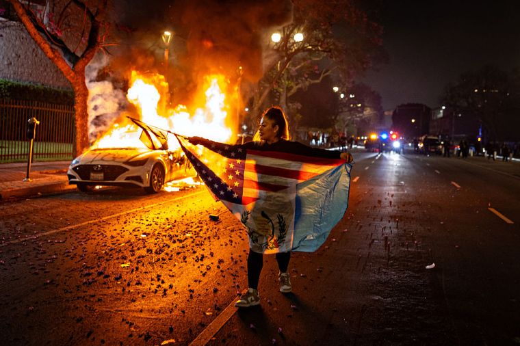 Protesters continue to clash with the Los Angeles Police Department in downtown Los Angeles due to the immigration raids in LA.