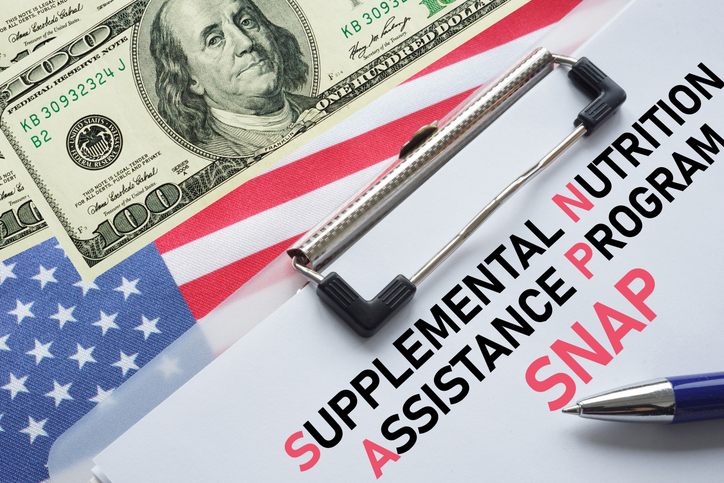 SNAP Supplemental Nutrition Assistance Program is shown using the text. SNAP provides food benefits to low-income families