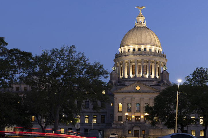 Jackson Mississippi State Capitol Building Twilight Night