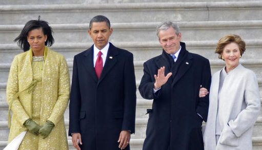 Former US President George W. Bush (2-R)