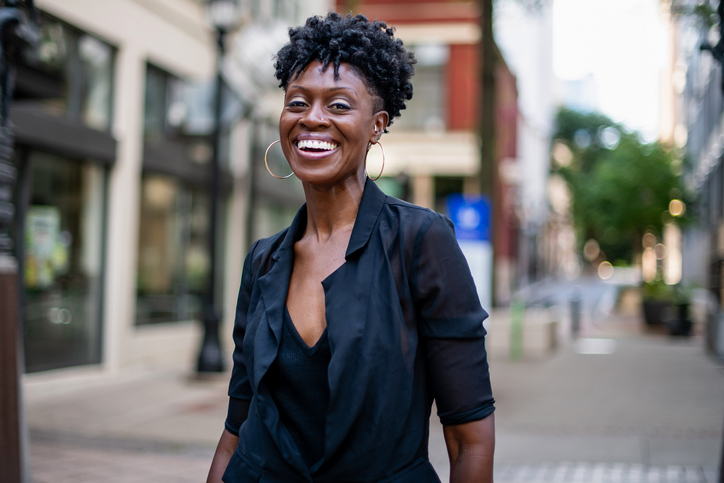 Natural Women Joyful on trip