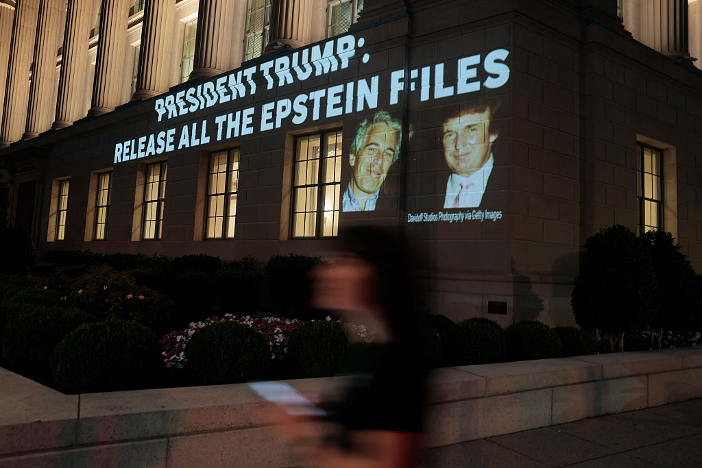 Activists Project Message To Trump Calling For Release Of Epstein Files