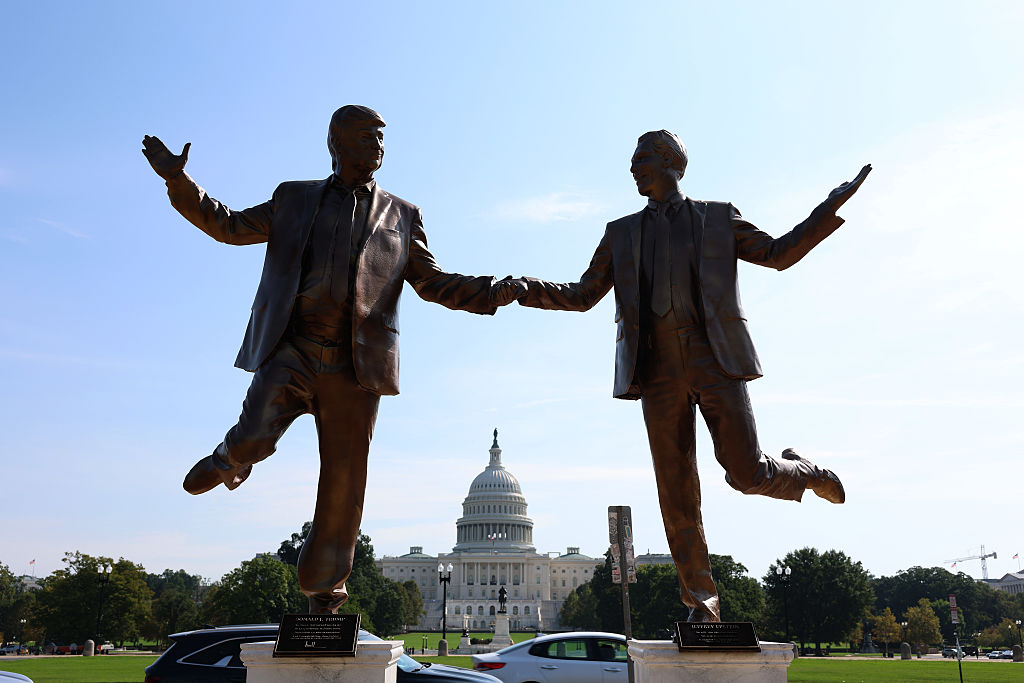 Statue Of Donald Trump And Jeffrey Epstein Holding Hands Appears On National Mall