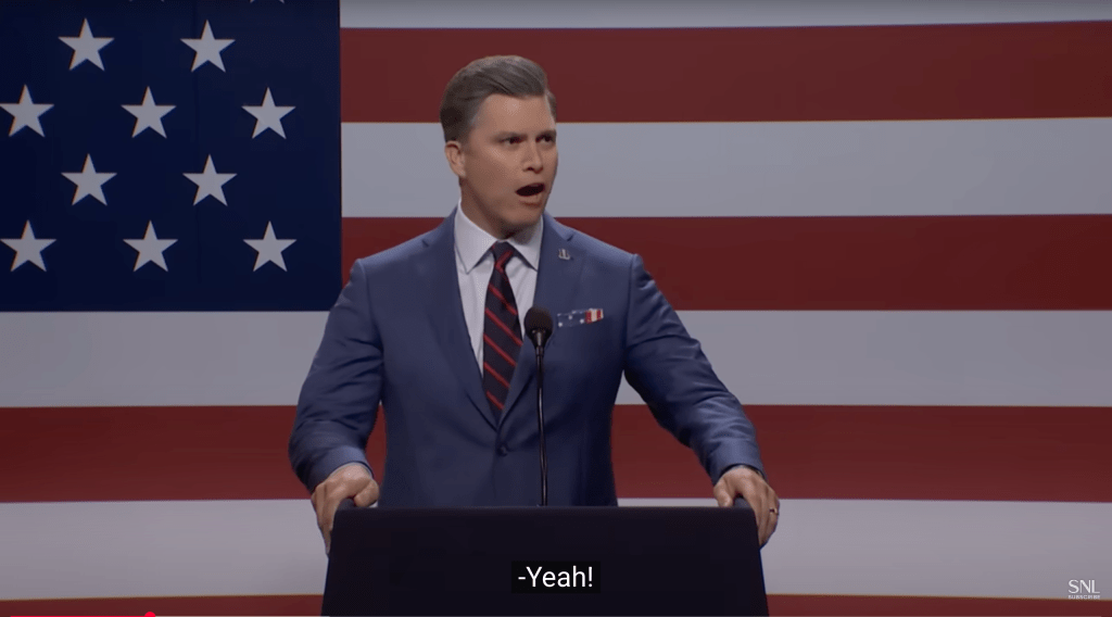 Colin Jost as Pete Hegseth on SNL