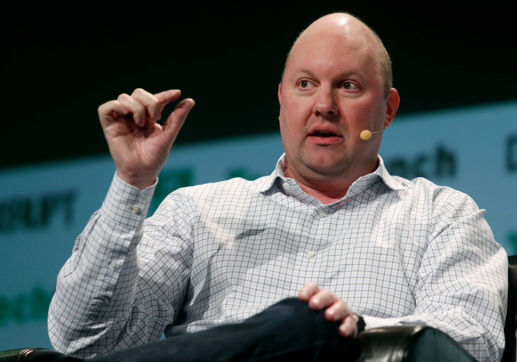 Venture capitalist Marc Andreessen speaks at the TechCrunch Disrupt conference in San Francisco, Calif. on Tuesday, Sept. 13, 2016