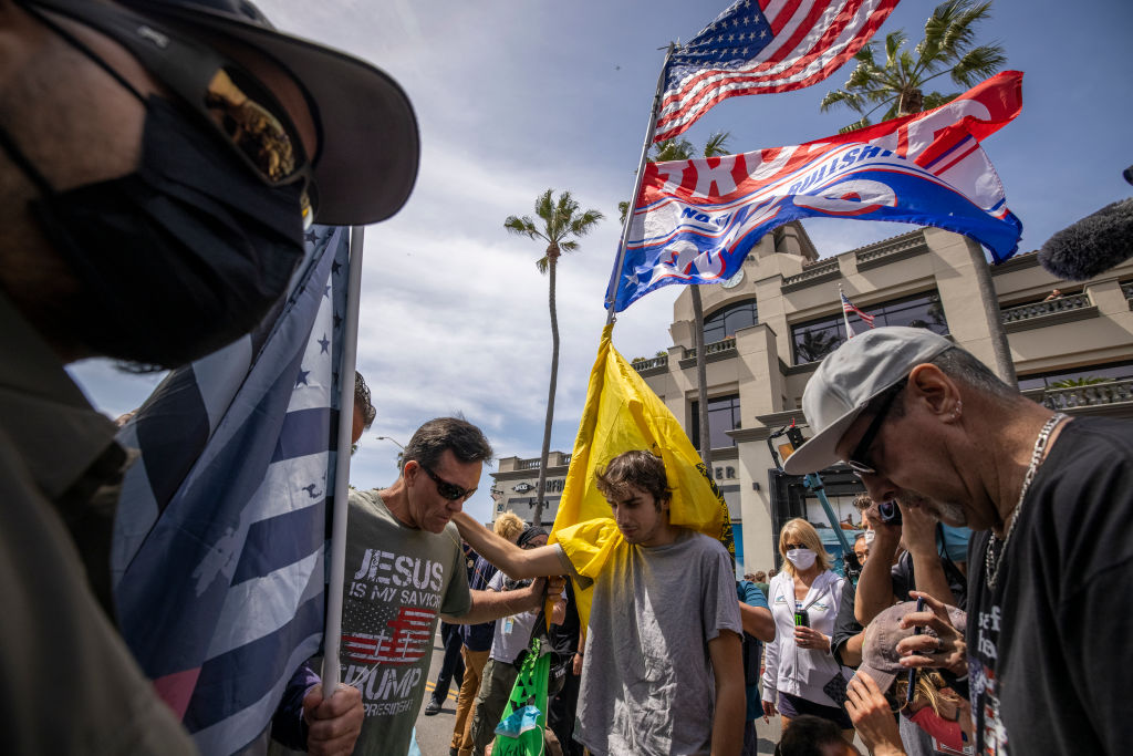 White Nationalists Group &quot;White Lives Matter&quot; Organizes March In Huntington Beach
