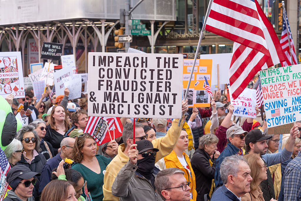 Thousands of protesters gathered on Times Square on National...