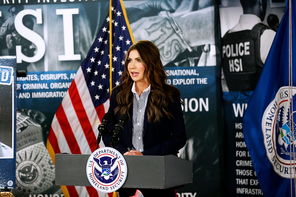 DHS Secretary Noem Holds Press Conference In Bradenton, Florida