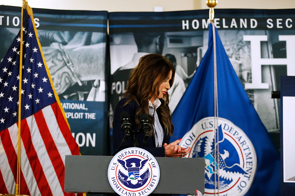 DHS Secretary Noem Holds Press Conference In Bradenton, Florida