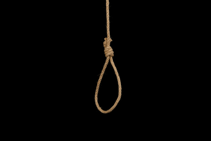 Hanging noose on black background