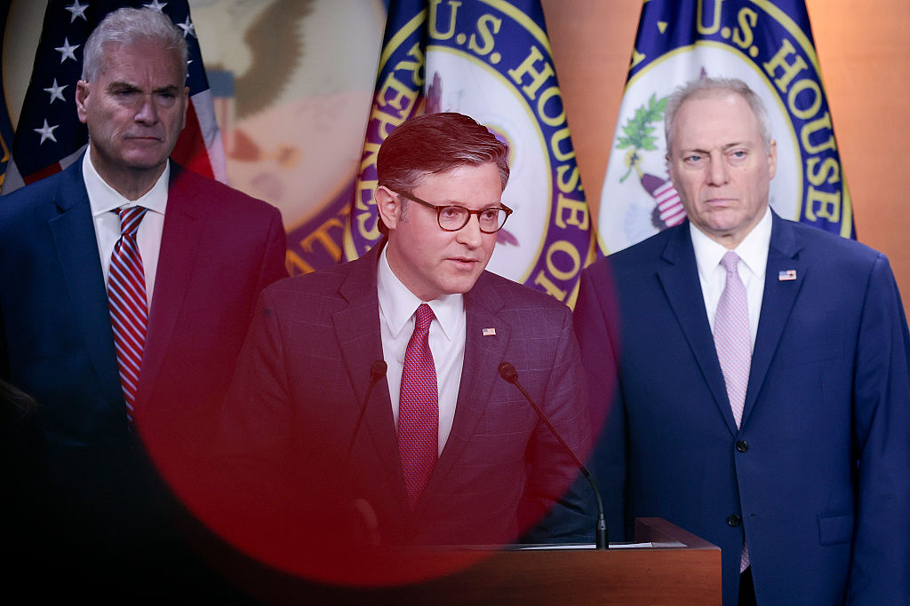 Speaker Johnson Talks To Reporters Following GOP Conference Meeting