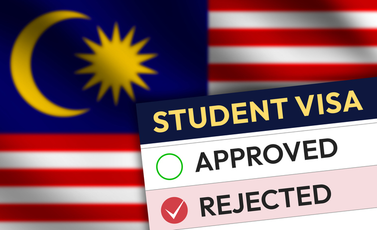 Malaysia student visa rejected with waving flag in the backdrop, studying abroad, asia, visa rejection