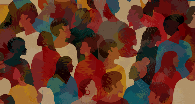 Large Crowd of Black or African American people front and side view with lot's of texture