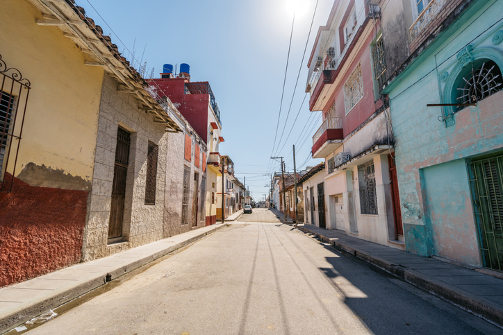 Residential Houses On The Street Of Santa Clara In Cuba