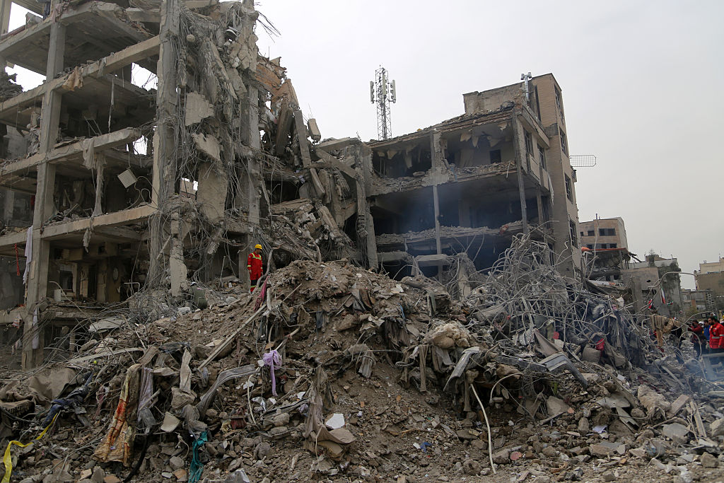 Aftermath of Israeli-US strikes around Risalat Square in Tehran