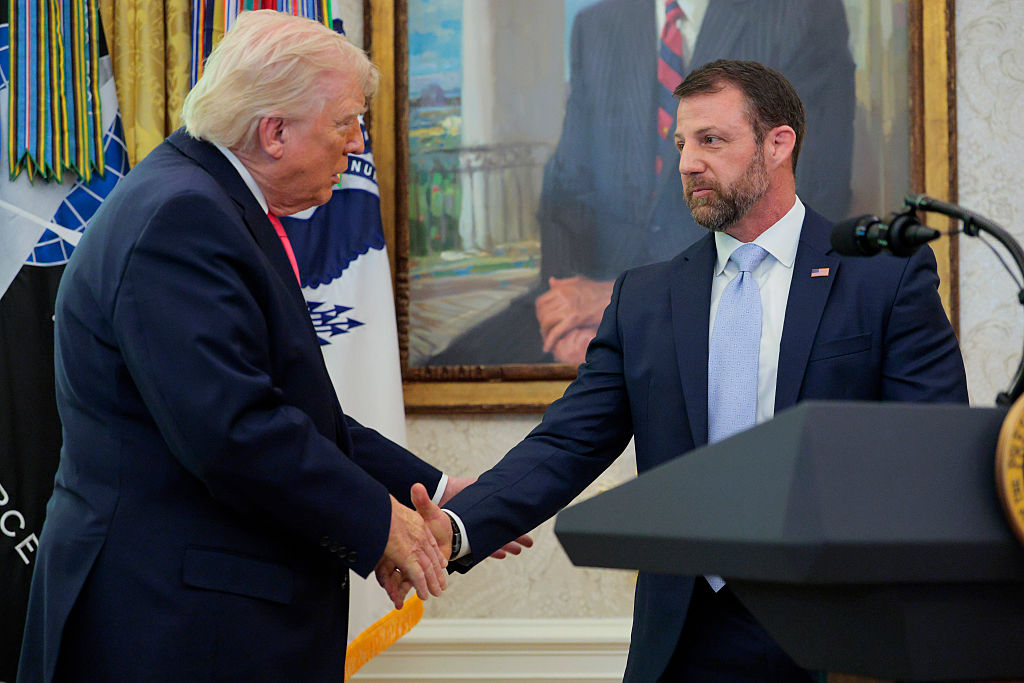 President Trump Attends Swearing In Ceremony For New DHS Secretary Mullin