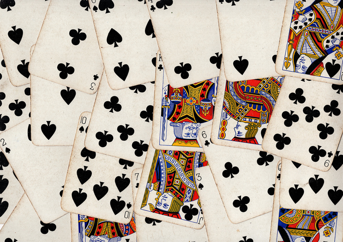 A montage of playing cards.