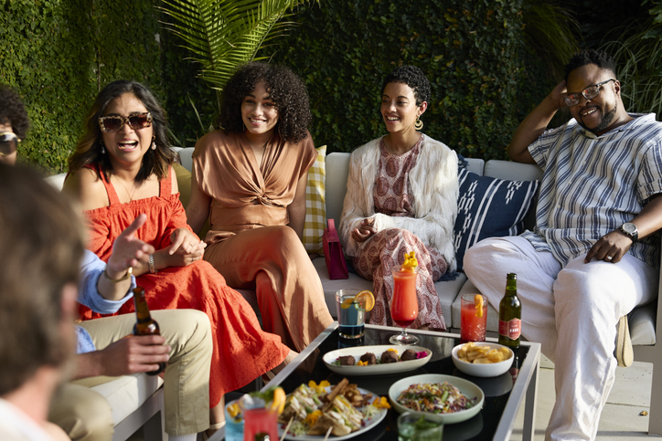 Multiracial friends enjoying leisure time with each other