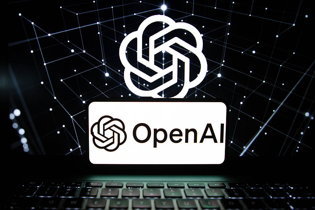 In this photo illustration, the Open AI logo is seen