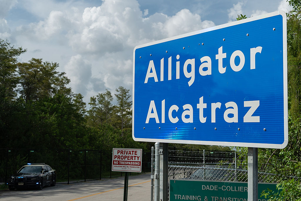 Protesters rally against "Alligator Alcatraz" in Florida, Everglades