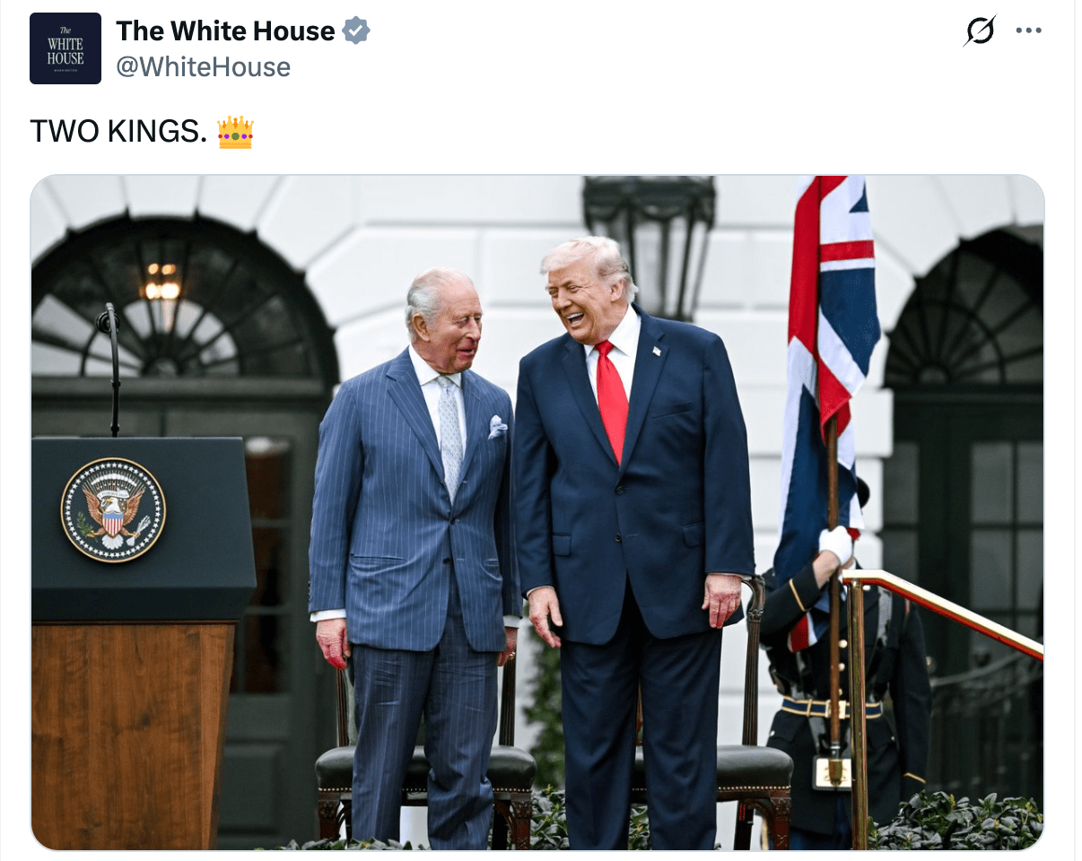 ‘TWO KINGS’ Caption On Photo Of Trump And King Charles III ‘TWO KINGS’ Caption On Photo Of Trump And King Charles III