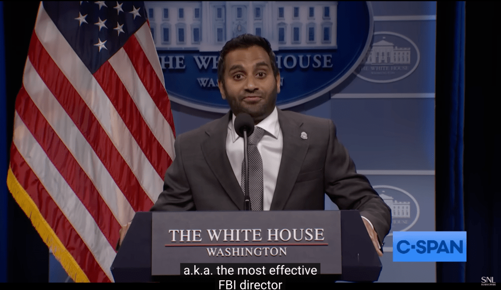 Aziz Ansari as Kash Patel on Saturday Night Live