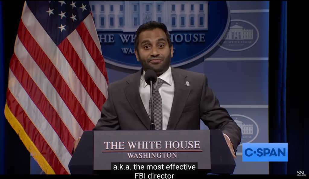 Aziz Ansari as Kash Patel on Saturday Night Live