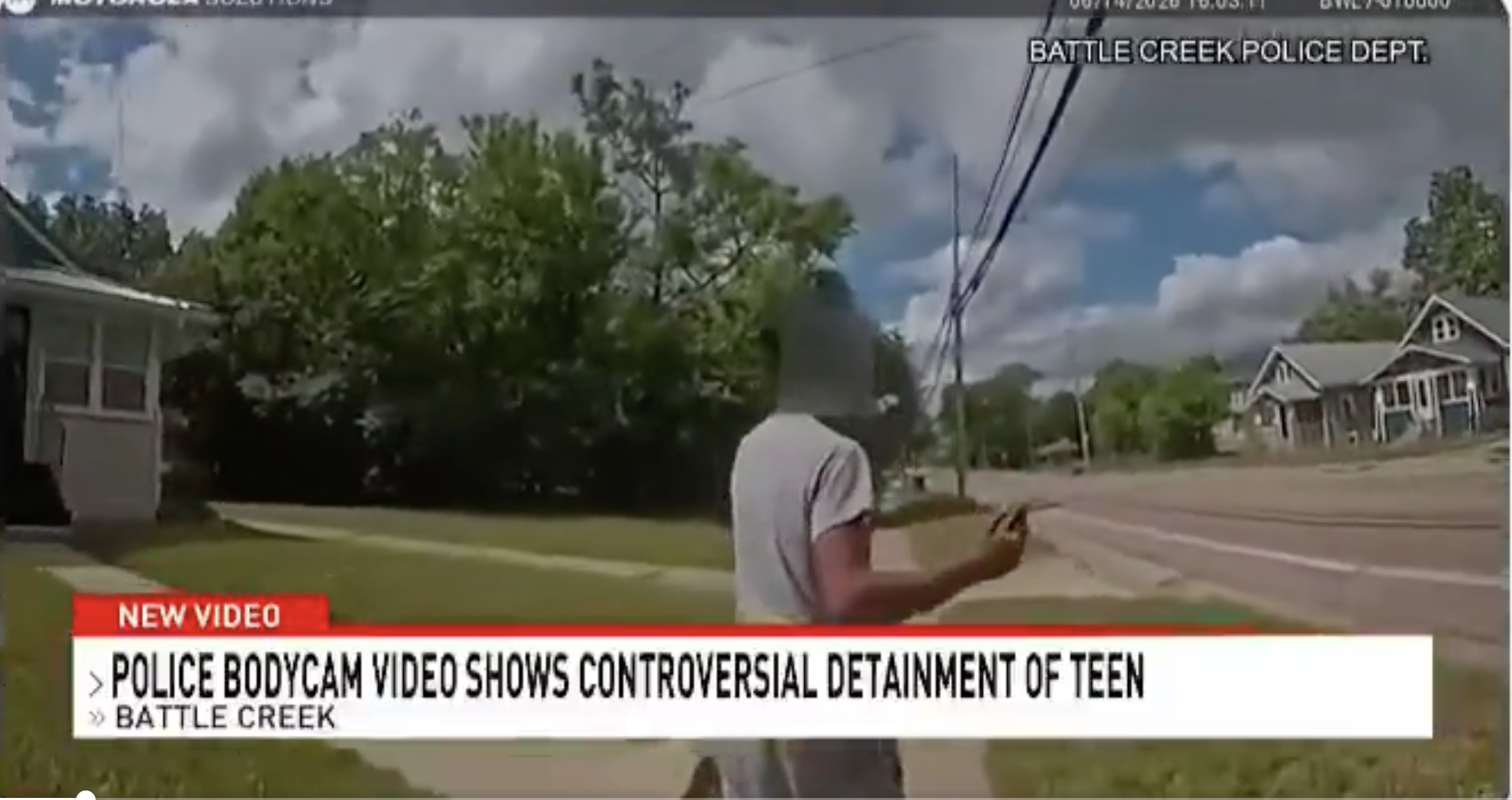 Police bodycam video shows controversial detainment of teen on a residential street in Battle Creek.
