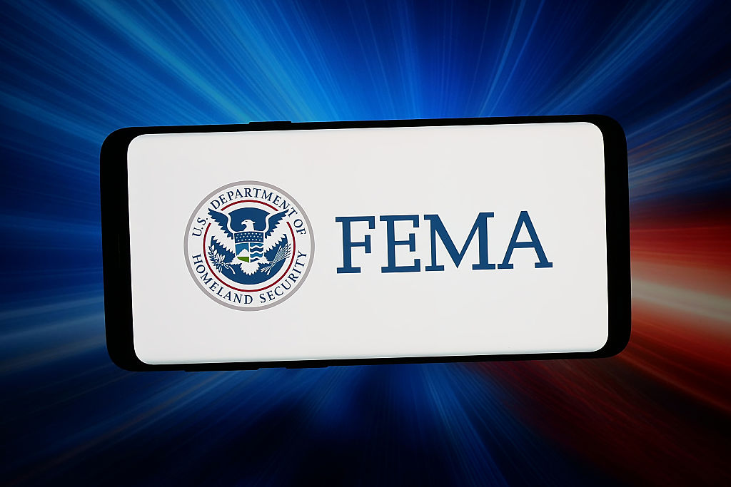 In this photo illustration, the logo of Federal Emergency
