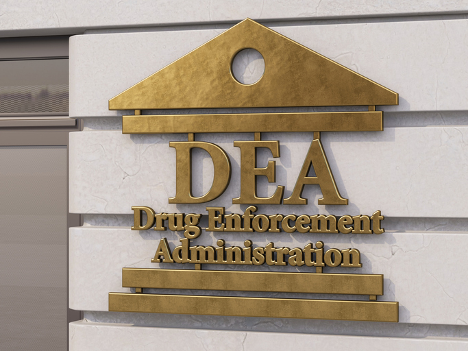 DEA Drug Enforcement Administration Sign on Office Wall