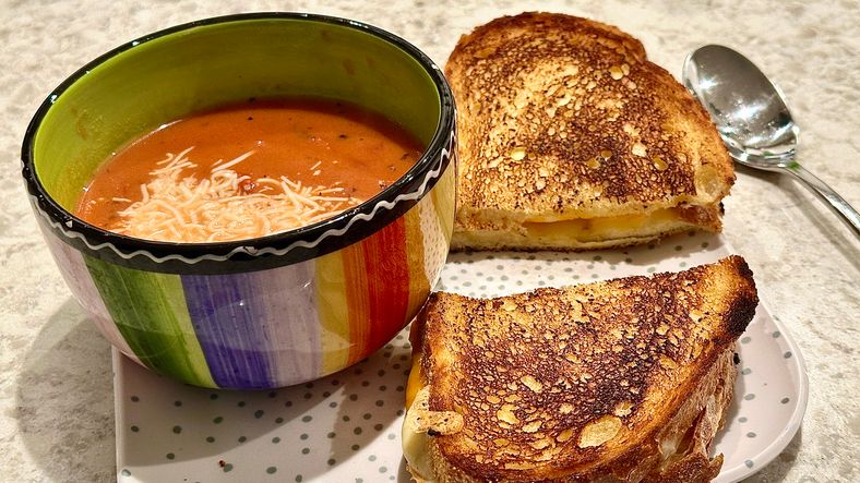 TOMATO BISQUE AND GRILLED CHEESE