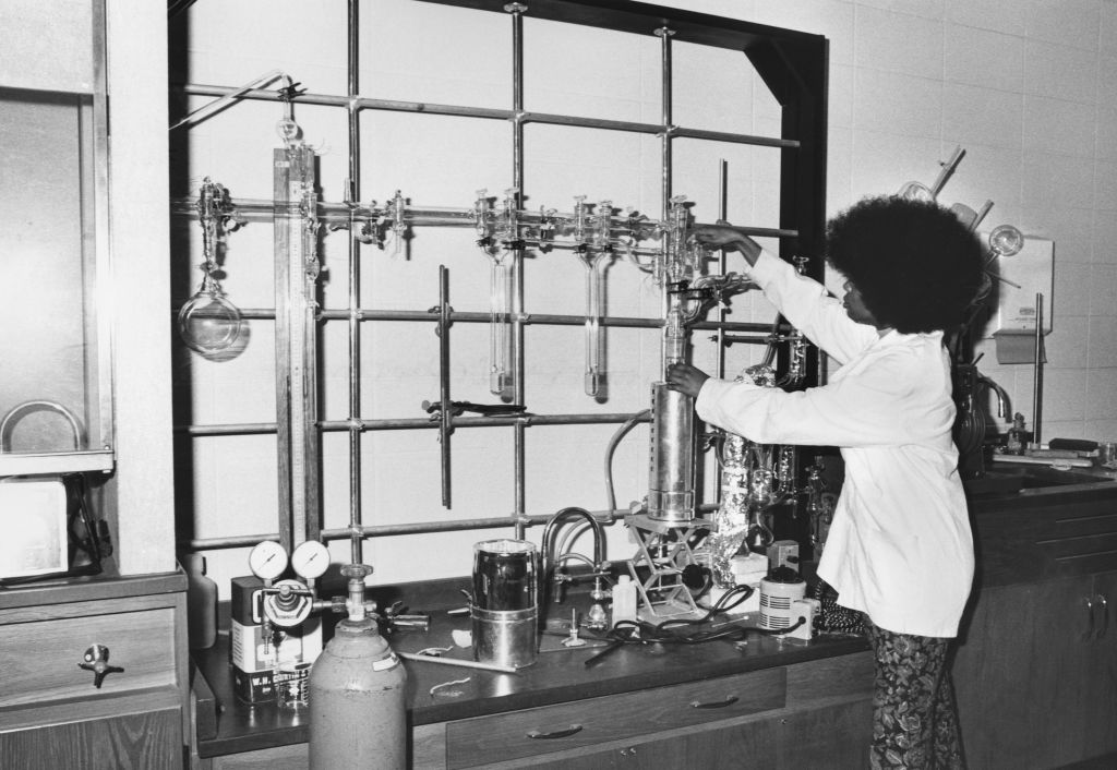 Student working in a chemistry laboratory