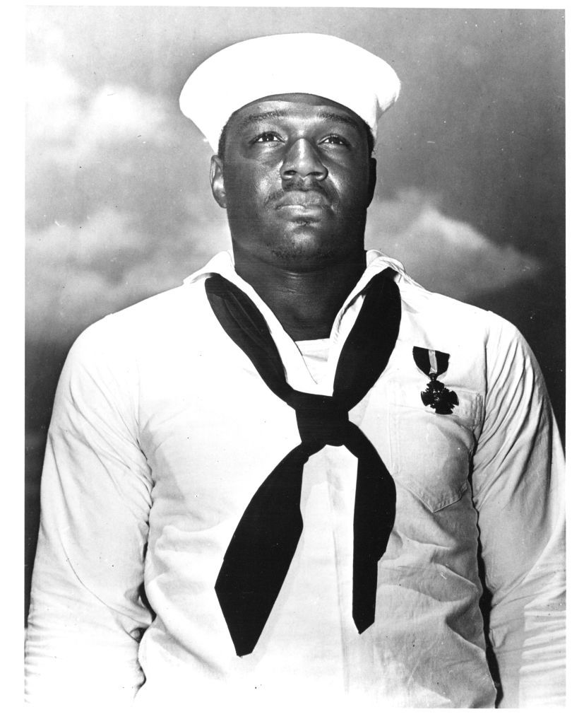 World War II Photo - Close up of Doris Miller showing Navy Cross received in ceremony at Pearl Harbor